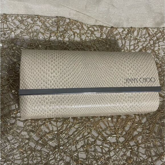 (Z6) Jimmy Choo Sunglasses Hard Case or‎ Clutch Snake Print with MagneticClosure